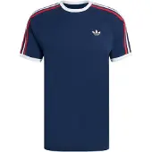 Adidas T-Shirt ORIGINALS "3-STREIFEN", Herren, Gr. M, blau (night indigo, better scarlet, weiß), Obermaterial: 100% Baumwolle, Rundhals, Shirts T-Shirt