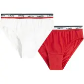 Levi's Kids Slip KIDS, Jungen, Gr. L (158/164), 2 Stk., rot (weiß, rot), Obermaterial: 95% Baumwolle, 5% Elasthan, körpernah, Unterhosen Slip, for GIRLS