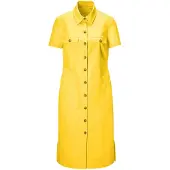 MADELEINE Sommerkleid "Kleid Schmales Hemdblusenkleid mit Kurzarm", Damen, Gr. 38, N-Gr, gelb (sonnengelb), Obermaterial: 97% Baumwolle CO. 3% Elasthan EL., Modern, normal, Kleider Sommerkleid