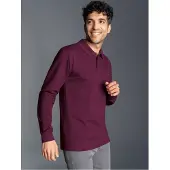 Trigema Poloshirt "Langarm Poloshirt mit Armbündchen", Herren, Gr. XL, rot (sangria), Piqué, 100% Baumwolle, Basic, ohne Ausschnitt, Shirts Poloshirt