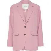 Y.A.S Longblazer "YASREEMAJ LS BLAZER NOOS", Damen, Gr. 40, rosa (lilas), Web, Obermaterial: 77% Polyester, 19% Viskose, 4% Elasthan, unifarben, oversize, V-Ausschnitt, Blazer Longblazer