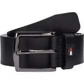 Tommy Hilfiger Ledergürtel "DENTON 3.5 cm breit EXT", Herren, Gr. 105, schwarz, Rindsleder, unifarben, Gürtel Ledergürtel, Einfachdornschließe, Metalllogo