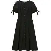 MADELEINE Midikleid "Sommerkleid Viskosekleid mit V-Ausschnitt, Kurzarm"