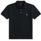 Ralph Lauren für Herren. 710941439040 Schwarzes Polohemd aus elastischem Piqué im Custom Slim Fit-Schnitt (XL), Lässig, Baumwolle, Kurz