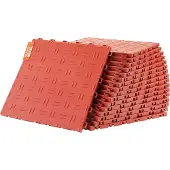 Vevor Garagen-Bodenbeschläge, 305 x 305 x 13,4 mm, 25er-Set Industrieboden, rutschfeste doppelseitige Struktur-Garagenboden, für Garagen, Keller, Reparaturwerkstätten, Rot