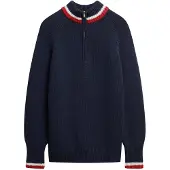 Superdry für Damen. W6110669A Pullover mit halbem Reißverschluss in Marineblau (XS), Lässig, Wolle, Klassisch