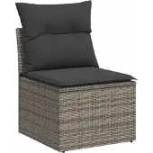 vidaXL 6-tlg. Garten-Sofagarnitur mit Kissen Grau Poly Rattan