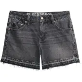 Superdry für Damen. W7110449A Schwarze Mid-Rise-Shorts (26), Lässig, Baumwolle, Denim