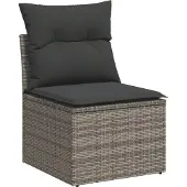 vidaXL 5-tlg. Garten-Sofagarnitur mit Kissen Grau Poly Rattan