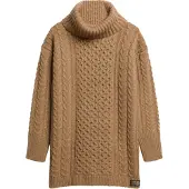 Superdry für Damen. W8011743A Braunes geflochtenes Strickkleid (M), Lässig, Acryl, Langarm
