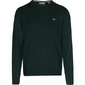 Gant für Herren. 87211 Pullover mit Rundhalsausschnitt aus sehr feiner grüner Schafwolle (S), Lässig, Marine
