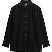 Superdry für Damen. W4010422A Langes schwarzes Strandhemd (XS), Lässig, Baumwolle, Langarm