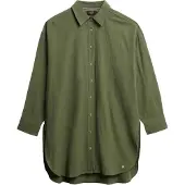 Superdry für Damen. W4010470A Ibiza langes Strandhemd grün (M), Lässig, Baumwolle, Langarm