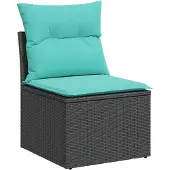 vidaXL 9-teiliges Gartensofa-Set mit Kissen, schwarzes Polyrattan