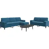 vidaXL 3-tlg. Sofagarnitur mit Kissen und Nackenrollen Blau Samt