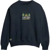 Superdry für Damen. W2012156A Locker sitzendes Sweatshirt mit Rundhalsausschnitt Travel Souvenir navy (S), Lässig, Baumwolle, Nachhaltig, Ma