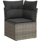 vidaXL 11-tlg. Garten-Sofagarnitur mit Kissen Schwarz Poly Rattan