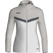 Jako Kapuzenjacke Iconic (Polyester-Fleece, Seitentaschen mit Reißverschluss) weiss/grau/anthrazitgrau Damen