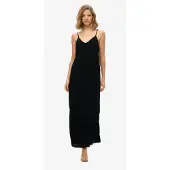 Superdry für Damen. W8011955A Langes schwarzes trägerloses Kleid (M), Lässig, Viskose, Ärmellos / Hosenträger