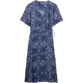 Superdry für Damen. W8011923A Navyfarbenes Midikleid mit Crossover-Druck (XS), Lässig, Viskose, Kurzarm, Marine