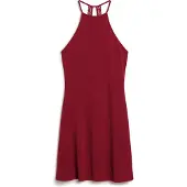 Superdry für Damen. W8011614A Rotes Mini-Strickkleid mit Volantbund (M), Lässig, Viskose, Ärmellos / Hosenträger