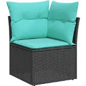 vidaXL 5-teiliges Gartensofa-Set mit Kissen, schwarzes Polyrattan