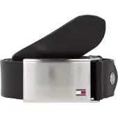 Tommy Hilfiger Koppelgürtel "Plaque Belt 3,5 cm breit", Herren, Gr. 80, schwarz, Leder, unifarben, Basic,festlich, Gürtel Koppelgürtel, individuell verstellbare Schnalle