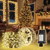 Salcar 5m LED-Lichterkette Aussen Weihnachtslichterkette 200 LED 8 Modi Warmweiß Weihnachtsdeko