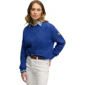Superdry für Damen. W6110610A Blauer Slouchy-Pullover mit Zopfmuster (L), Lässig, Stoff