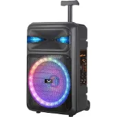 New Majestic Fire T5 Bluetooth-Lautsprecher mit Rollgriff, 20 W RMS, schwarz, mit 8-Zoll-Tieftöner und 2-Zoll-Hochtöner