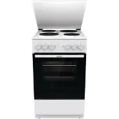 Gorenje GE5A23WH Elektroherd, Freistehender Herd, Weiß, Drehregler, Weiß, Metall, Versiegelte Platte
