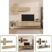 The Living Store 7-tlg. TV-Schrank-Set Sonoma-Eiche Holzwerkstoff