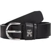 Tommy Hilfiger Ledergürtel "ESSENTIAL EFFORTLESS 2.5 cm breit SILVER" Einfachdornschließe, Metallemblem