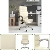 The Living Store Bürostuhl mit Massagefunktion Creme Kunstleder