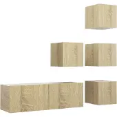 The Living Store 5-tlg. TV-Schrank-Set Sonoma-Eiche Holzwerkstoff