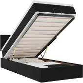 vidaXL Ottoman-Bett mit Matratze & LEDs Schwarz 90x200 cm Samt
