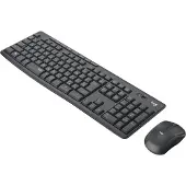 Logitech MK295 Silent, Volle Größe (100%), Kabelgebunden, RF Wireless, QWERTY, Graphit, Maus enthalten