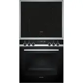 Siemens HE578BBS4 + EI645CFB6E, Zonen-Induktionskochfeld, 4 Zone(n), Glaskeramik, Schwarz, Berührung, 58,3 cm