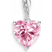 Thomas Sabo Charm Herz "Charm mit rosa Stein", bunt (silberfarben, rosa, rosa), Charms, Damen, Silber 925 (recycelt), Charm Herz, mit Zirkonia (synth.)