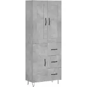 vidaXL Highboard Betongrau 69,5x34x180 cm Holzwerkstoff