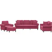 vidaXL 4-tlg. Sofagarnitur mit Kissen Weinrot Samt