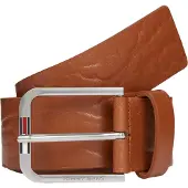 Tommy Hilfiger Ledergürtel TOMMY JEANS "TJM AUSTIN 4.0 cm breit", Herren, Gr. 115, braun (cognac), Rindsleder, unifarben, Gürtel Ledergürtel, Größenverstellbar