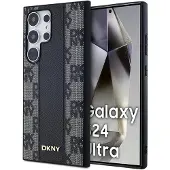 DKNY Pu Leather Checkered Pattern Magsafe Samsung Galaxy S24 Ultra Handyhülle