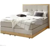 Hasena Stauraum Boxspringbett Alba sand Holz Eiche bright 160x200 : Topper - Lovely Top (fest)