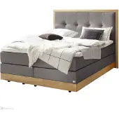 Hasena Stauraum Boxspringbett Alba grey Holz Eiche bright 160x200 : Topper - Lovely Top (fest)