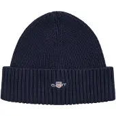 Gant Strickmütze "COTTON BLEND LOGO BEANIE", Herren, blau (marine), Strick, Baumwollmischung, unifarben, Mützen Strickmütze, Regular fit