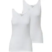 s.Oliver Tanktop , Damen, Gr. 36, weiß (weiß, weiß), Jersey, Obermaterial: 95% Baumwolle, 5% Elasthan, unifarben, hüftbedeckend, Rundhals, Tops Tanktop, 2-er Pack, Sommertop, mit Stretch