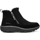 SKECHERS Damen sportliche Stiefeletten COOL ZIP! Schwarz Rauleder Größe: 381/2