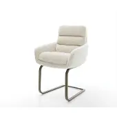 DELIFE Freischwinger Abelia-Flex mit Armlehnen Teddystoff Beige Freischwinger flach Effektfinish Titan