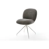 DELIFE Esszimmerstuhl Nube-Flex Bouclé Soft Schlamm Kreuzgestell konisch Edelstahl Taschenfederkern